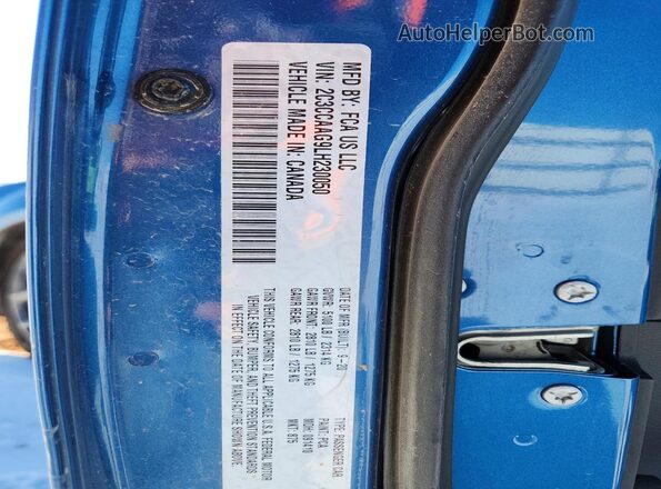 2C3CCAAG9LH230050 2020 CHRYSLER 300 Blue Vista de la etiqueta del VIN