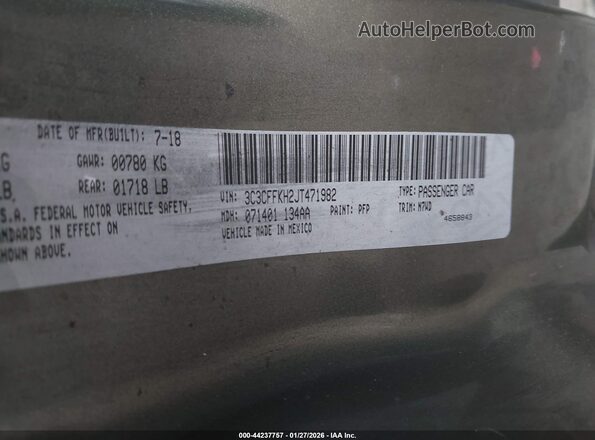 3C3CFFKH2JT471982 2018 FIAT 500 Зеленый Вид подкапотного пространства