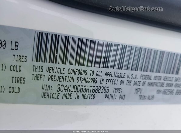 3C4NJDCB3HT688369 2017 JEEP NEW COMPASS White Widok komory silnika