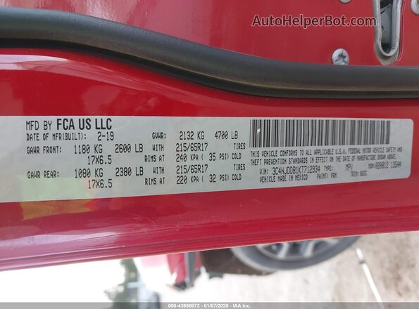 3C4NJDDB1KT712934 2019 JEEP COMPASS Красный Вид подкапотного пространства