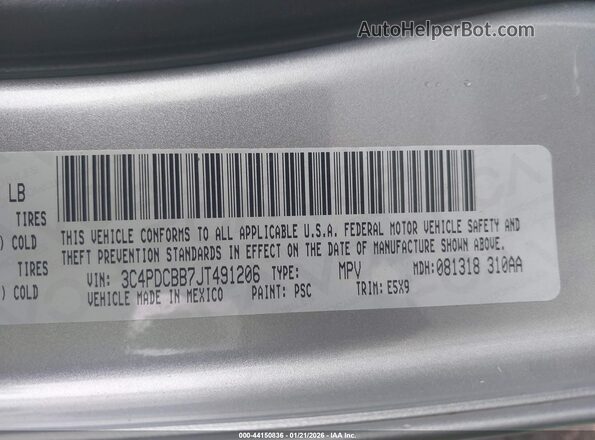 3C4PDCBB7JT491206 2018 DODGE JOURNEY Gray Вид підкапотного простору