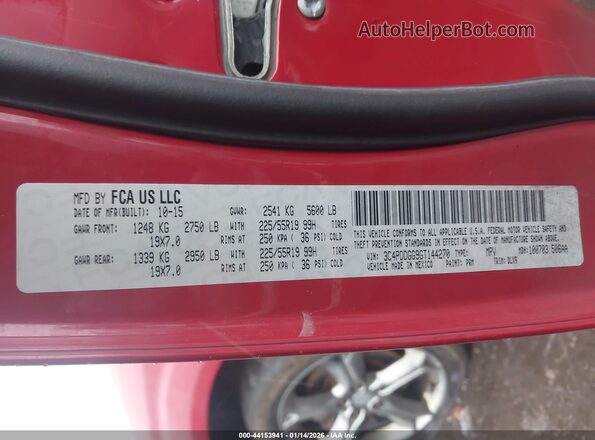 3C4PDDGG9GT144270 2016 DODGE JOURNEY Красный Вид подкапотного пространства