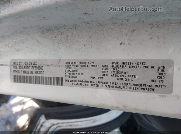3C6LRVDG1PE590063 2023 RAM PROMASTER 2500 Белый Задняя правая четверть