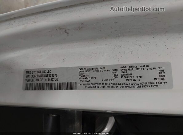 3C6LRVDG4NE121076 2022 RAM PROMASTER 2500 Белый Вид подкапотного пространства