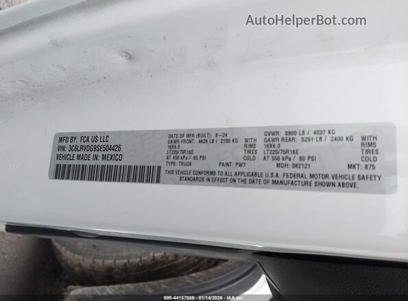 3C6LRVDG9SE504426 2025 RAM PROMASTER 2500 Белый Вид подкапотного пространства