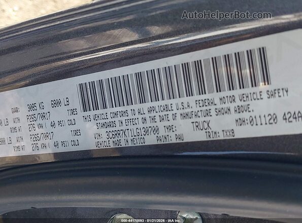 3C6RR7KT1LG130700 2020 RAM 1500 CLASSIC Серый Вид подкапотного пространства