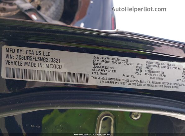 3C6UR5FL5NG313321 2022 RAM 2500 Черный Вид подкапотного пространства