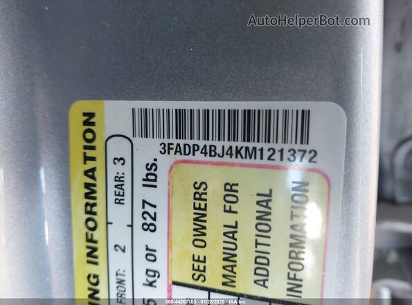 3FADP4BJ4KM121372 2019 FORD FIESTA Серебряный Вид подкапотного пространства
