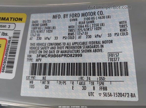 3FMCR9B66PRD82999 2023 FORD BRONCO SPORT Серый Вид подкапотного пространства