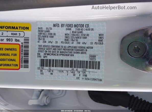 3FMCR9C61PRD69169 2023 FORD BRONCO SPORT Белый Вид подкапотного пространства