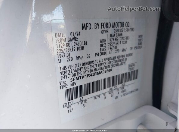 3FMTK1R42RMA02860 2024 FORD MUSTANG MACH-E Белый Вид подкапотного пространства