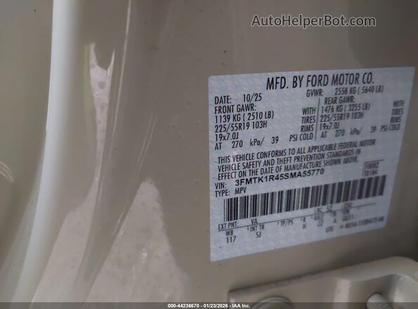 3FMTK1R45SMA55770 2025 FORD MUSTANG MACH-E Кремовый Вид подкапотного пространства