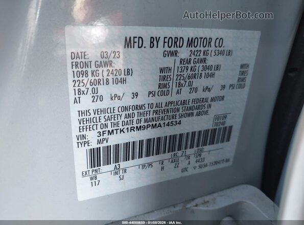 3FMTK1RM9PMA14534 2023 FORD MUSTANG MACH-E Серый Вид подкапотного пространства