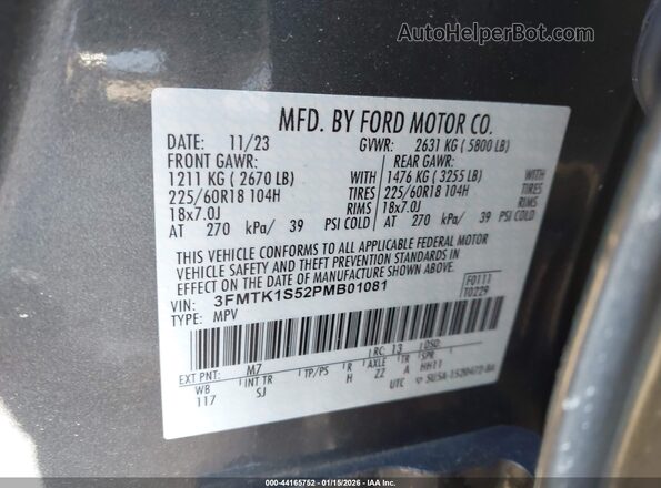3FMTK1S52PMB01081 2023 FORD MUSTANG MACH-E Серый Вид подкапотного пространства