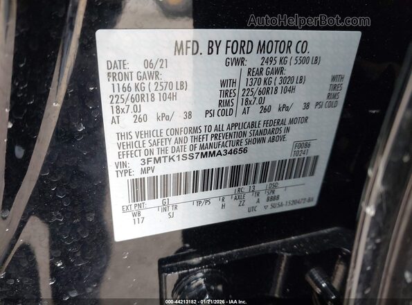 3FMTK1SS7MMA34656 2021 FORD MUSTANG MACH-E Черный Вид подкапотного пространства