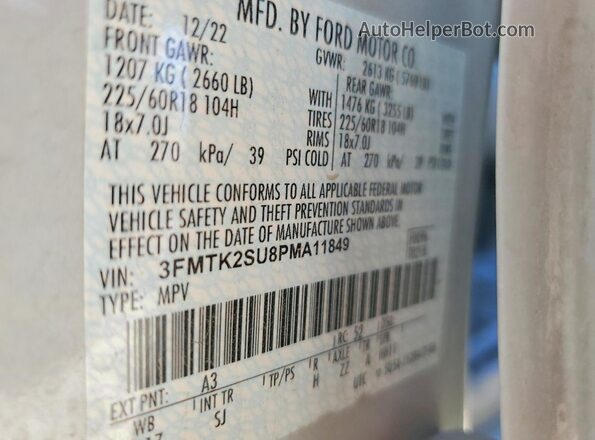 3FMTK2SU8PMA11849 2023 FORD MUSTANG Двухцветный Панорамный вид салона 360°