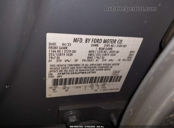3FMTK3SS2PMA35780 2023 FORD MUSTANG MACH-E PREMI Gray ძრავის განყოფილების ხედი
