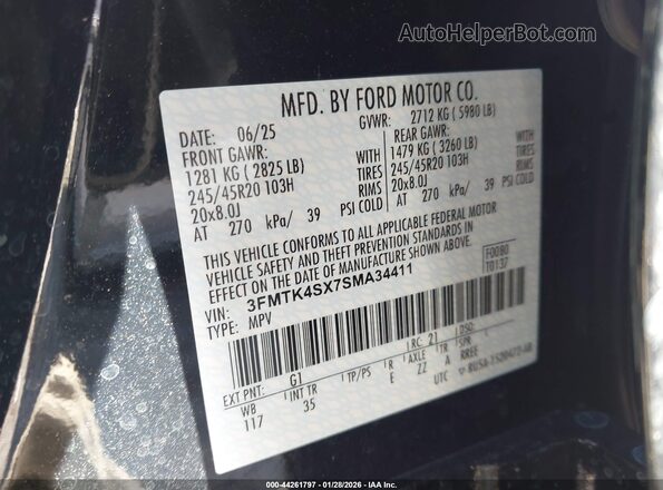 3FMTK4SX7SMA34411 2025 FORD MUSTANG MACH-E Черный Вид подкапотного пространства
