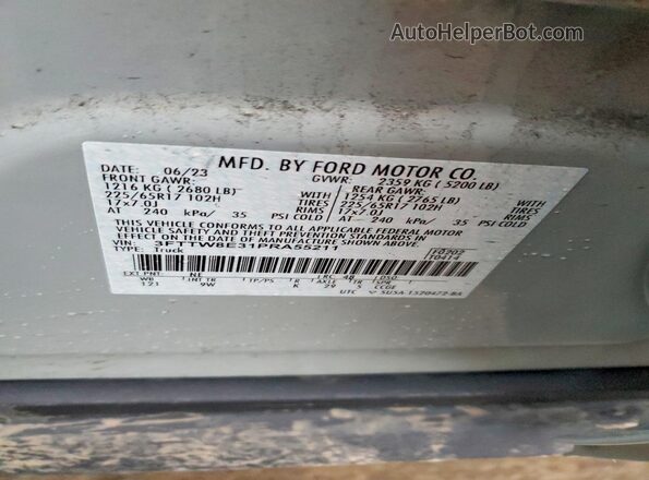 3FTTW8E31PRA55211 2023 FORD MAVERICK Серый Вид наклейки с VIN-кодом