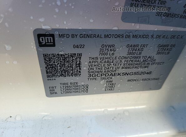 3GCPDAEK5NG552048 2022 CHEVROLET SILVERADO  
