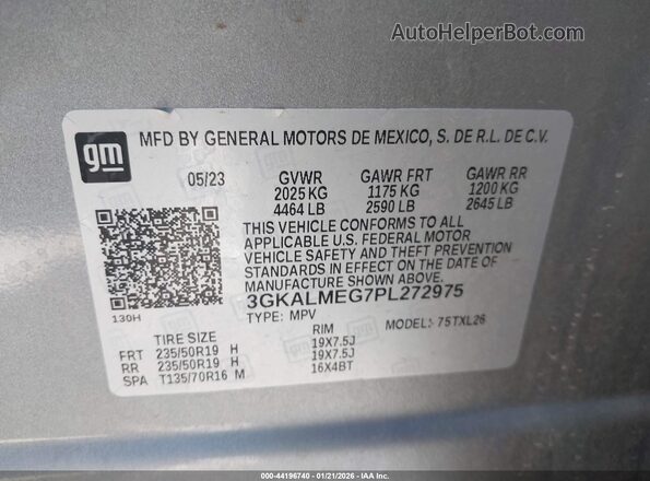 3GKALMEG7PL272975 2023 GMC TERRAIN Серый Вид подкапотного пространства