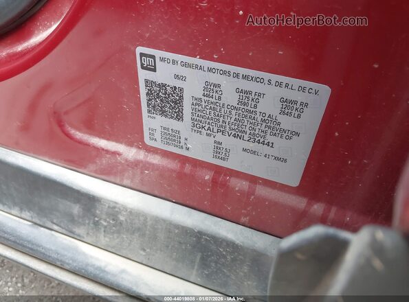 3GKALPEV4NL234441 2022 GMC TERRAIN Красный Вид подкапотного пространства