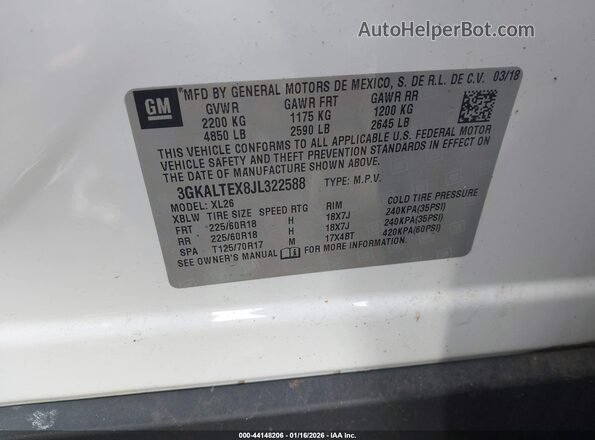 3GKALTEX8JL322588 2018 GMC TERRAIN Белый Вид подкапотного пространства