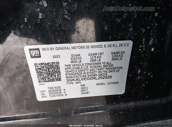 3GKALVEG0RL202520 2024 GMC TERRAIN Black Widok komory silnika