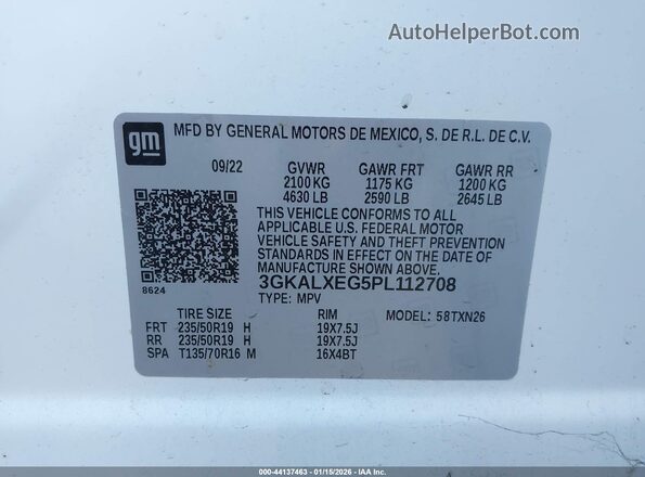 3GKALXEG5PL112708 2023 GMC TERRAIN White ძრავის განყოფილების ხედი