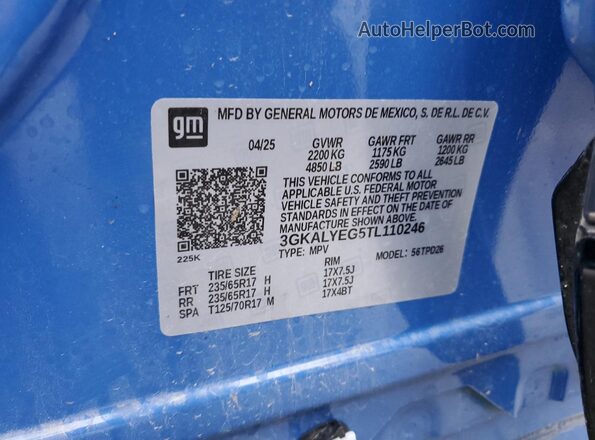 3GKALYEG5TL110246 2026 GMC TERRAIN Blue VIN კოდის სტიკერის ხედი