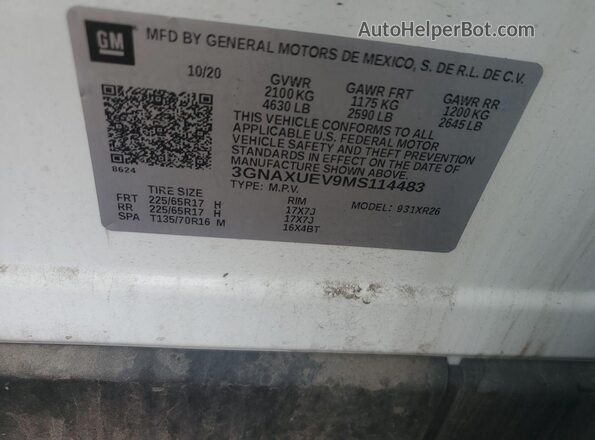 3GNAXUEV9MS114483 2021 CHEVROLET EQUINOX  Widok komory silnika