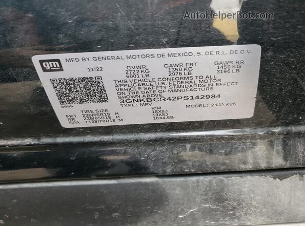 3GNKBCR42PS142984 2023 CHEVROLET BLAZER Черный Вид наклейки с VIN-кодом