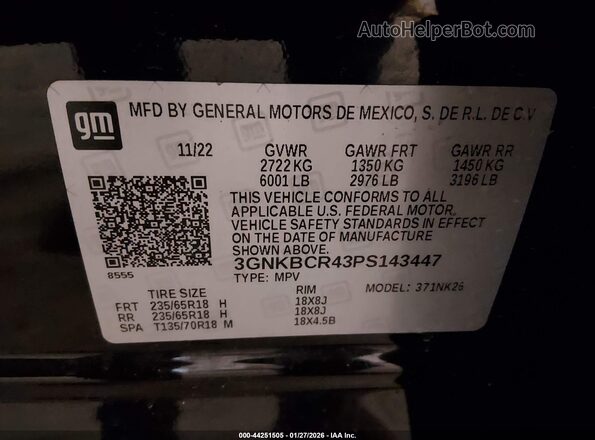 3GNKBCR43PS143447 2023 CHEVROLET BLAZER Black Вид підкапотного простору