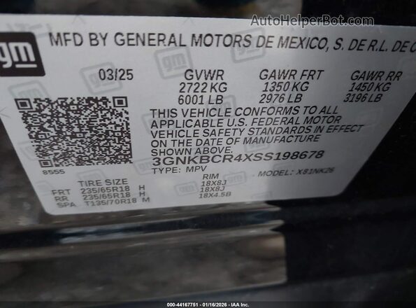 3GNKBCR4XSS198678 2025 CHEVROLET BLAZER Черный Вид подкапотного пространства
