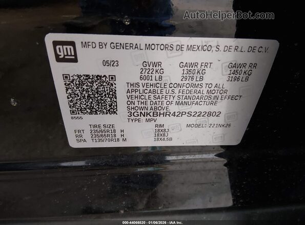 3GNKBHR42PS222802 2023 CHEVROLET BLAZER Black Widok komory silnika