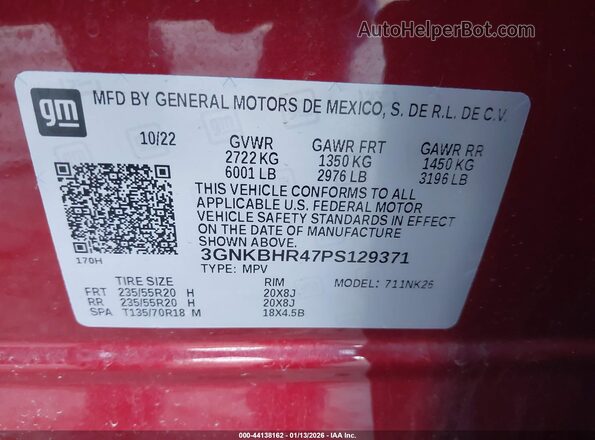 3GNKBHR47PS129371 2023 CHEVROLET BLAZER Красный Вид подкапотного пространства