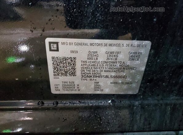 3GNKBHRS8LS550041 2020 CHEVROLET BLAZER Black Widok wnętrza 360 stopni