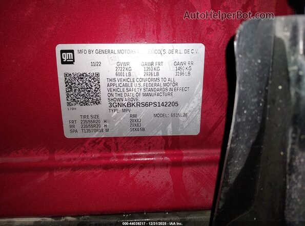 3GNKBKRS6PS142205 2023 CHEVROLET BLAZER Темно-бордовый Вид подкапотного пространства