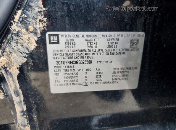 3GTU2NEC3GG323508 2016 GMC SIERRA Black Вид підкапотного простору