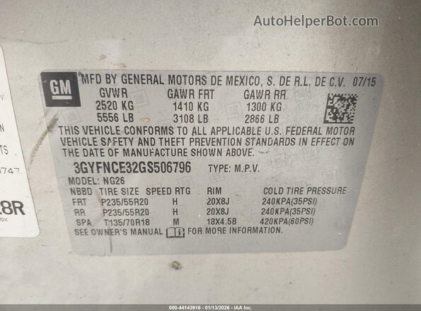 3GYFNCE32GS506796 2016 CADILLAC SRX Gold Engine compartment view