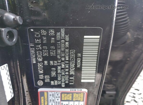 3KPA24AD5LE358763 2020 KIA RIO Black Widok naklejki z numerem VIN