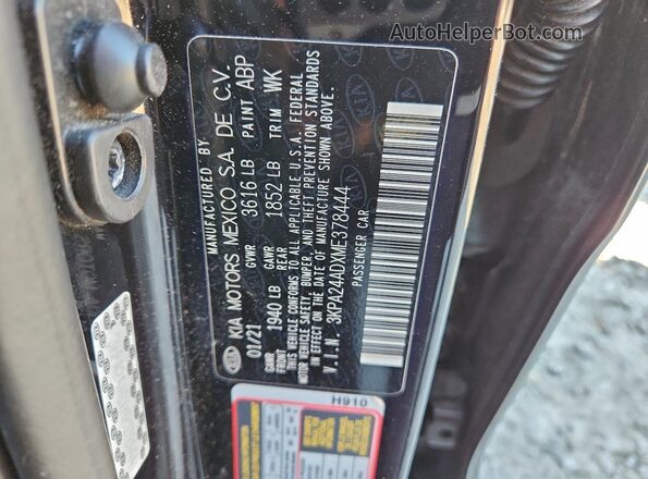 3KPA24ADXME378444 2021 KIA RIO Black Vista del compartimento del motor