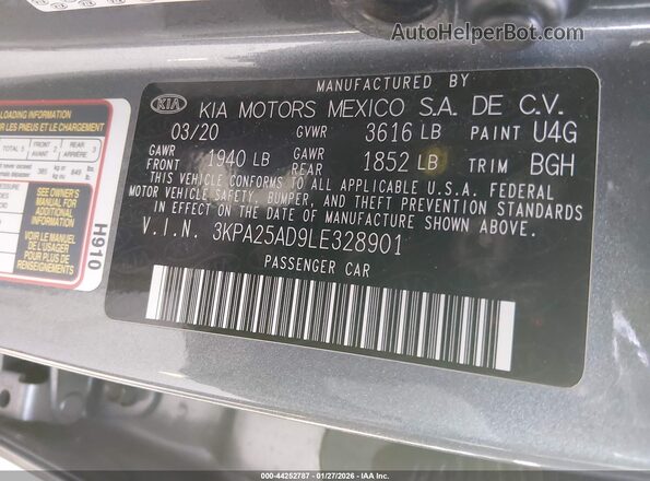 3KPA25AD9LE328901 2020 KIA RIO 5-DOOR Серый Вид подкапотного пространства