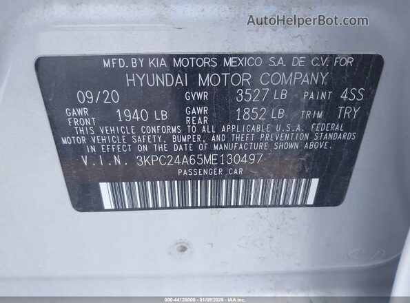 3KPC24A65ME130497 2021 HYUNDAI ACCENT Серебряный Вид подкапотного пространства