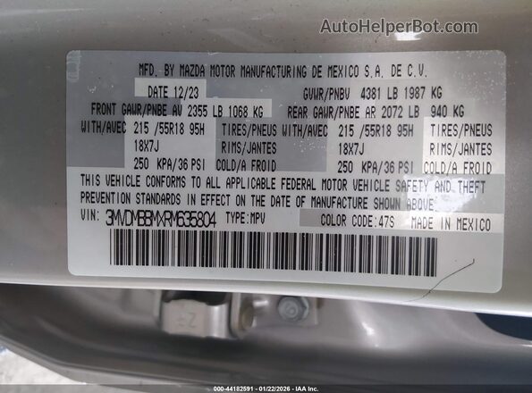 3MVDMBBMXRM635804 2024 MAZDA CX-30 Серый Вид подкапотного пространства