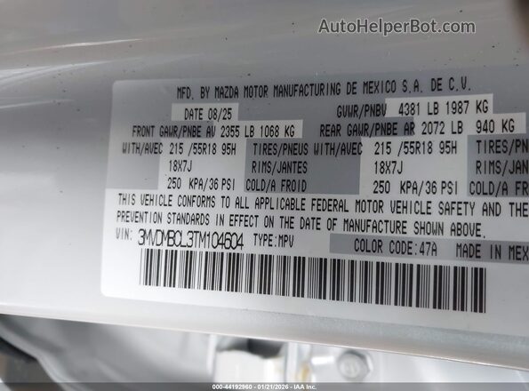 3MVDMBCL3TM104604 2026 MAZDA CX-30 Белый Вид подкапотного пространства