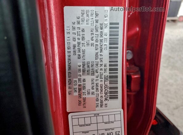 3MVDMBCM3SM776850 2025 MAZDA CX-30 Red Вид наклейки з VIN-кодом