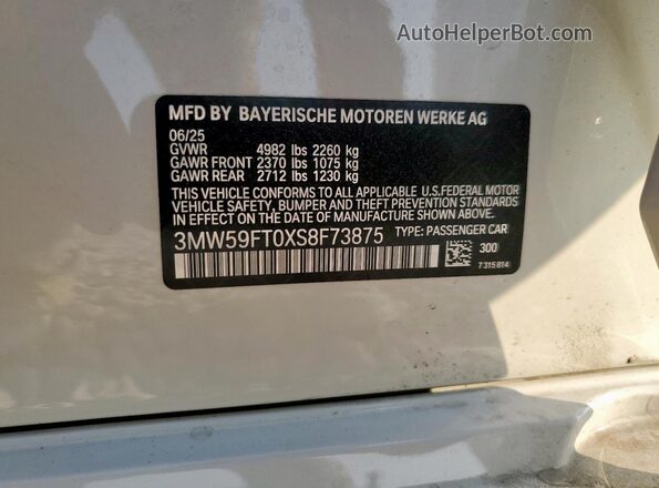 3MW59FT0XS8F73875 2025 BMW M3 Белый Панорамный вид салона 360°