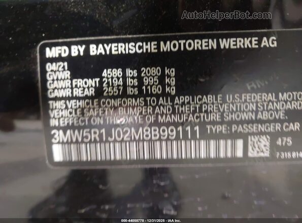 3MW5R1J02M8B99111 2021 BMW OTHER Черный Вид подкапотного пространства
