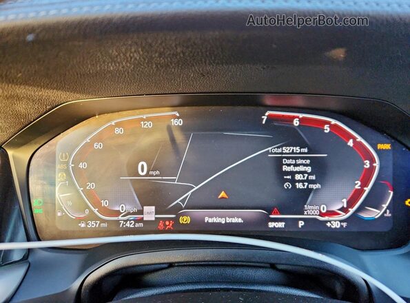 3MW5R7J0XL8B25680 2020 BMW OTHER Белый Вид щитка приборов